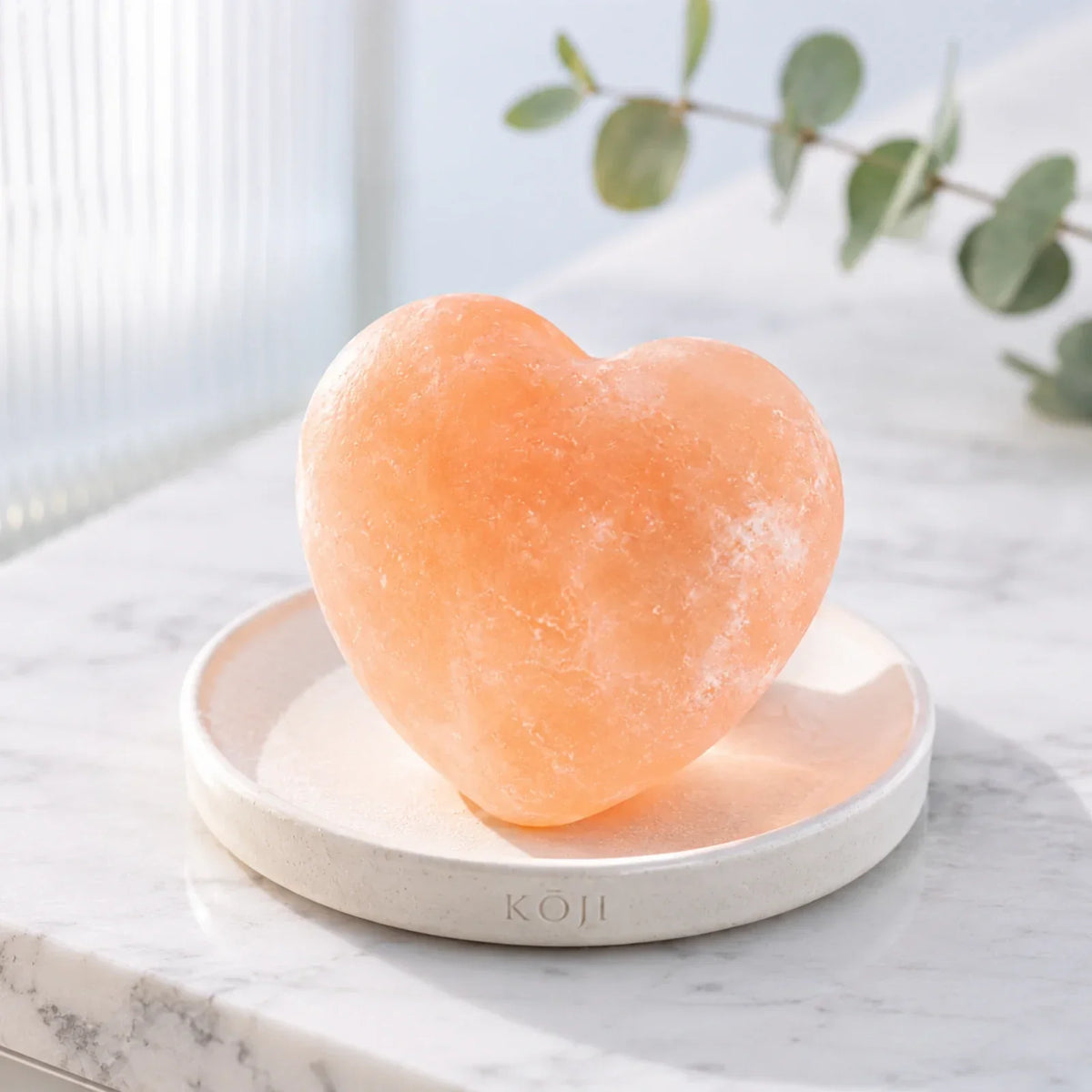 Herzförmiger Kōji Salt Bar auf einer Schale