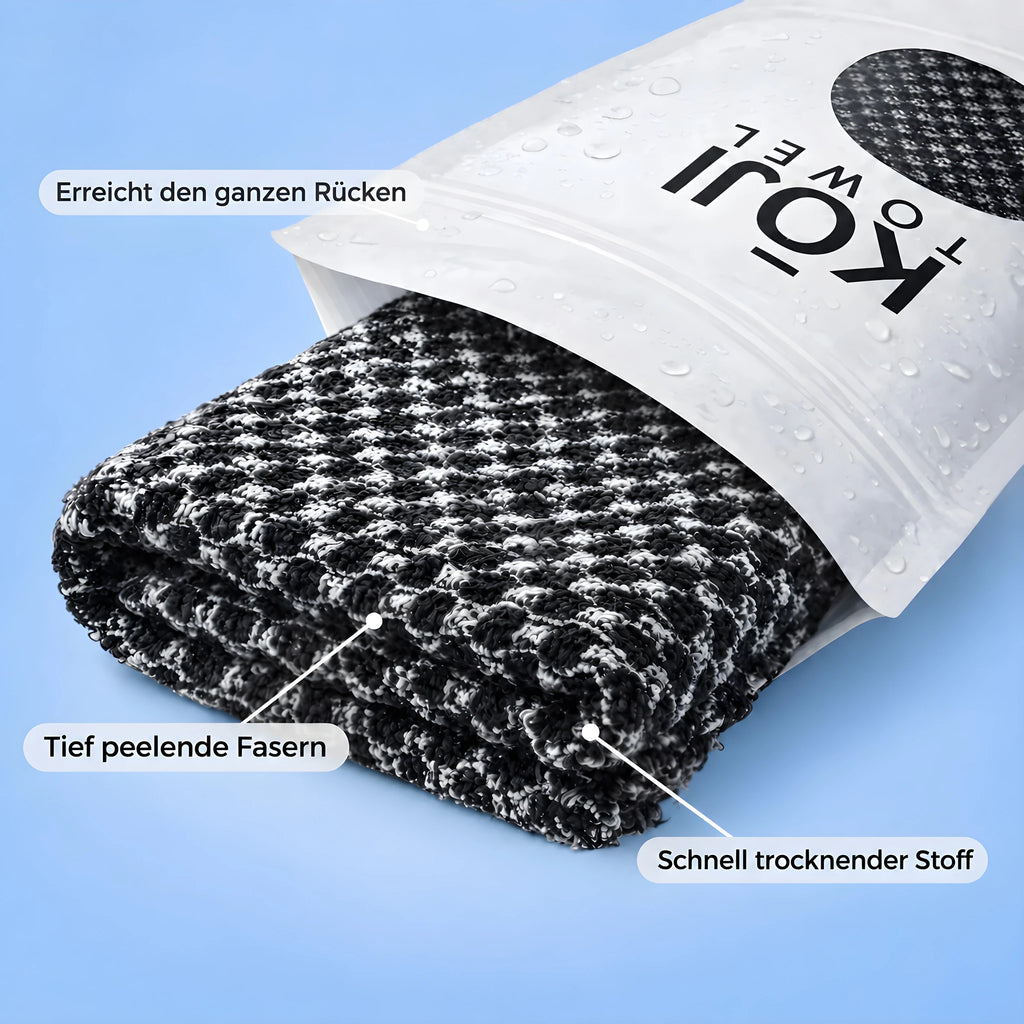 Kōji Peeling-Handtuch im Beutel — Fasern für ein gründliches Peeling und schnell trocknendes Material