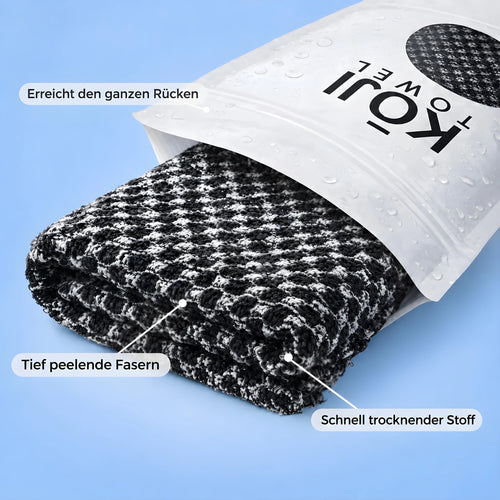 Kōji Peeling-Handtuch im Beutel — Fasern für ein gründliches Peeling und schnell trocknendes Material
