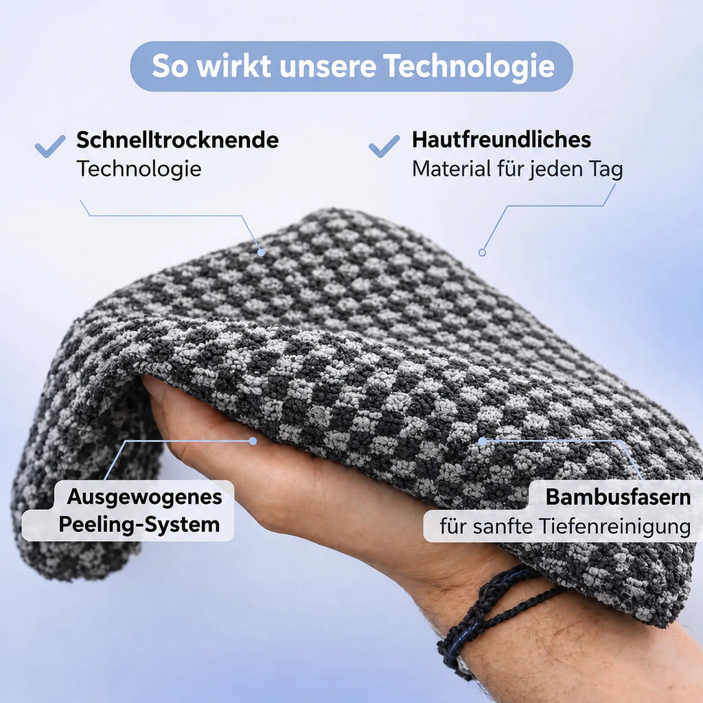 Die Wirkung unserer Technologie — Kōji Peeling-Handtuch mit Bambusfasern