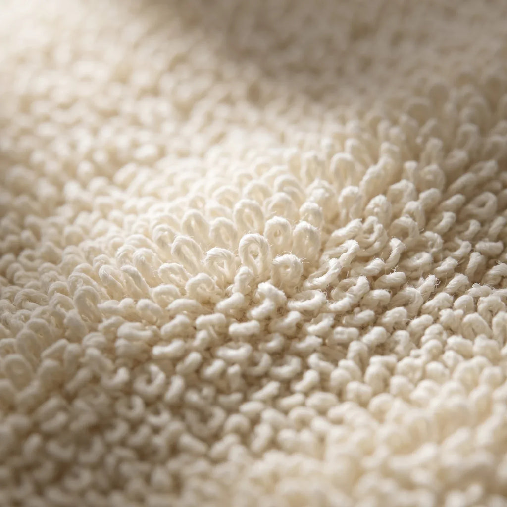 Makroaufnahme der Frottee-Schlingen des Kōji Glove