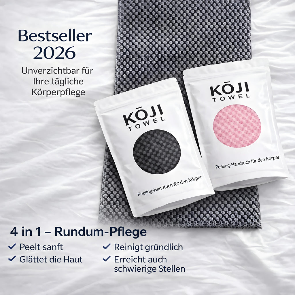Bestseller 2026 — Kōji Peeling-Handtuch 4 in 1