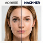 Gesichtshaut vor und nach der Anwendung des Kōji Glovi